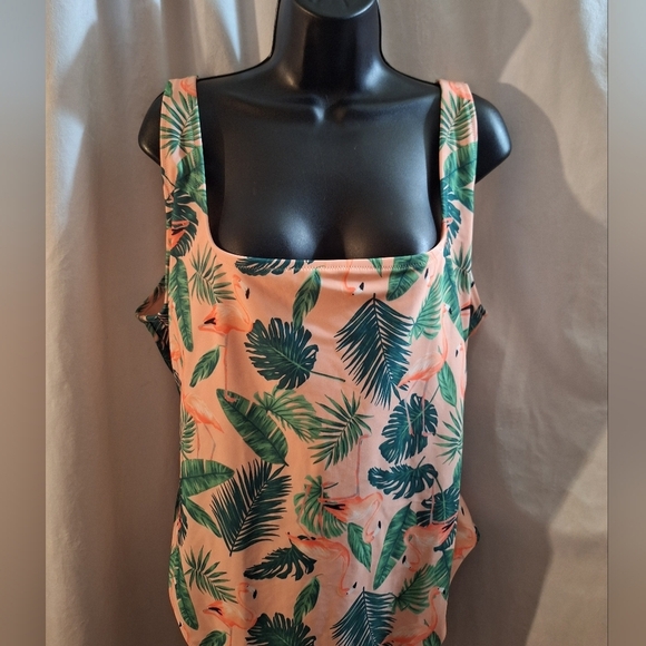 Tropical Flamingo Print Swimsuit - Picture 2 of 14